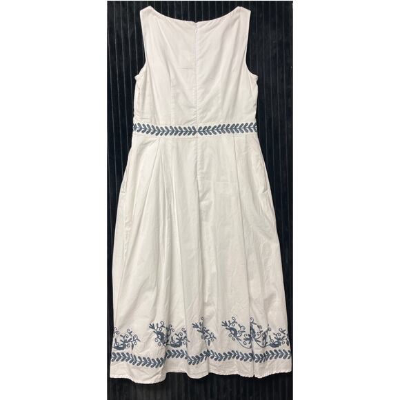 Wayward Fancies eShakti Embroidered Poplin Maxi Dress Women's Medium - Picture 3 of 7